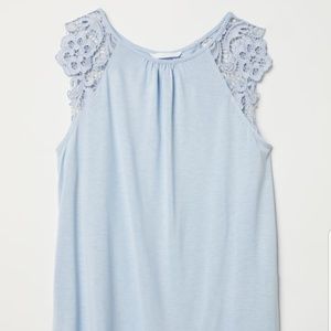Light Blue H&M Jersey top with Lace XL